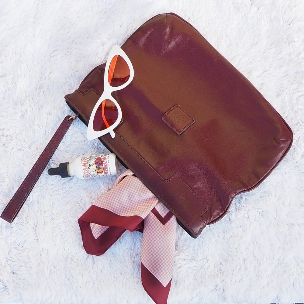 Vintage Anne Klein Oxblood Leather Clutch